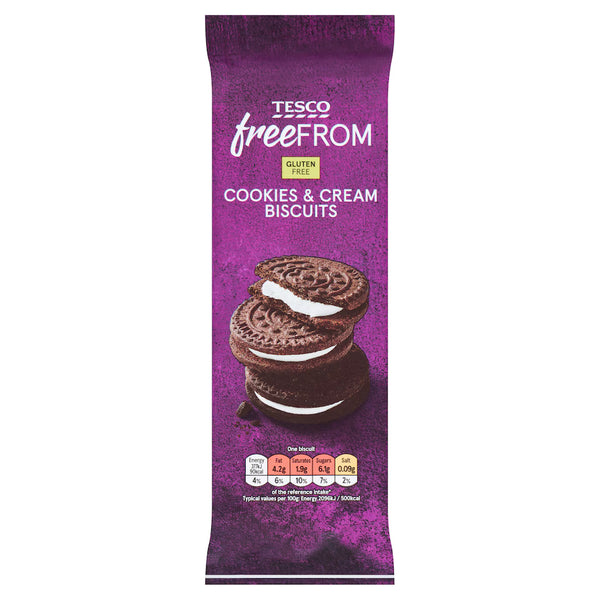 Tesco Free From Cookie & Cream Biscuits, 160g