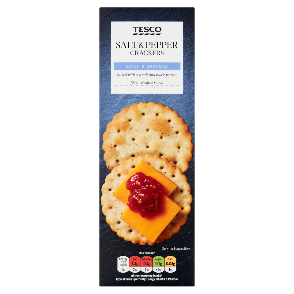 Tesco Salt & Pepper Crackers, 185g