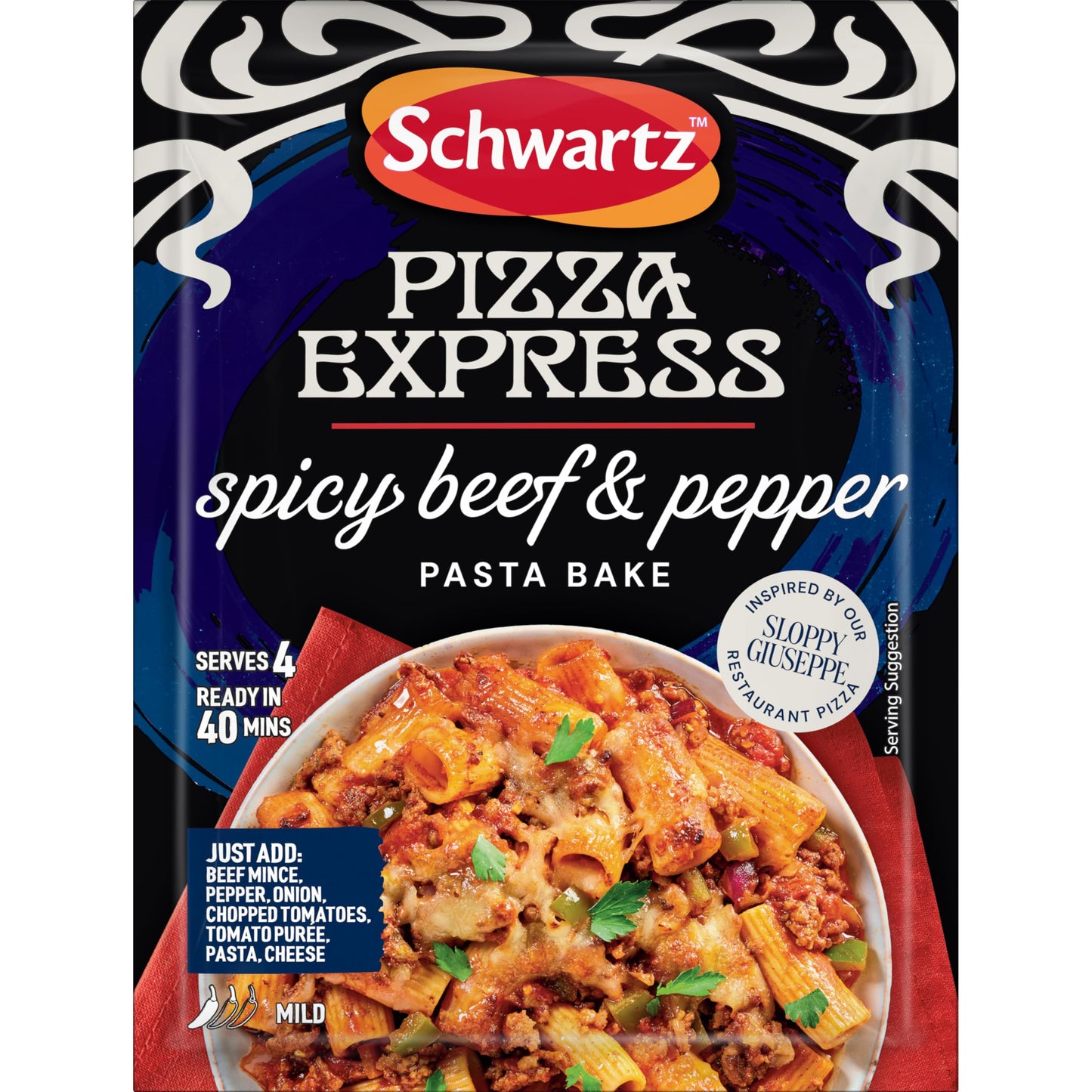 Schwartz x Pizza Express Spicy Beef and Pepper Pasta Bake Recipe Mix, 30g