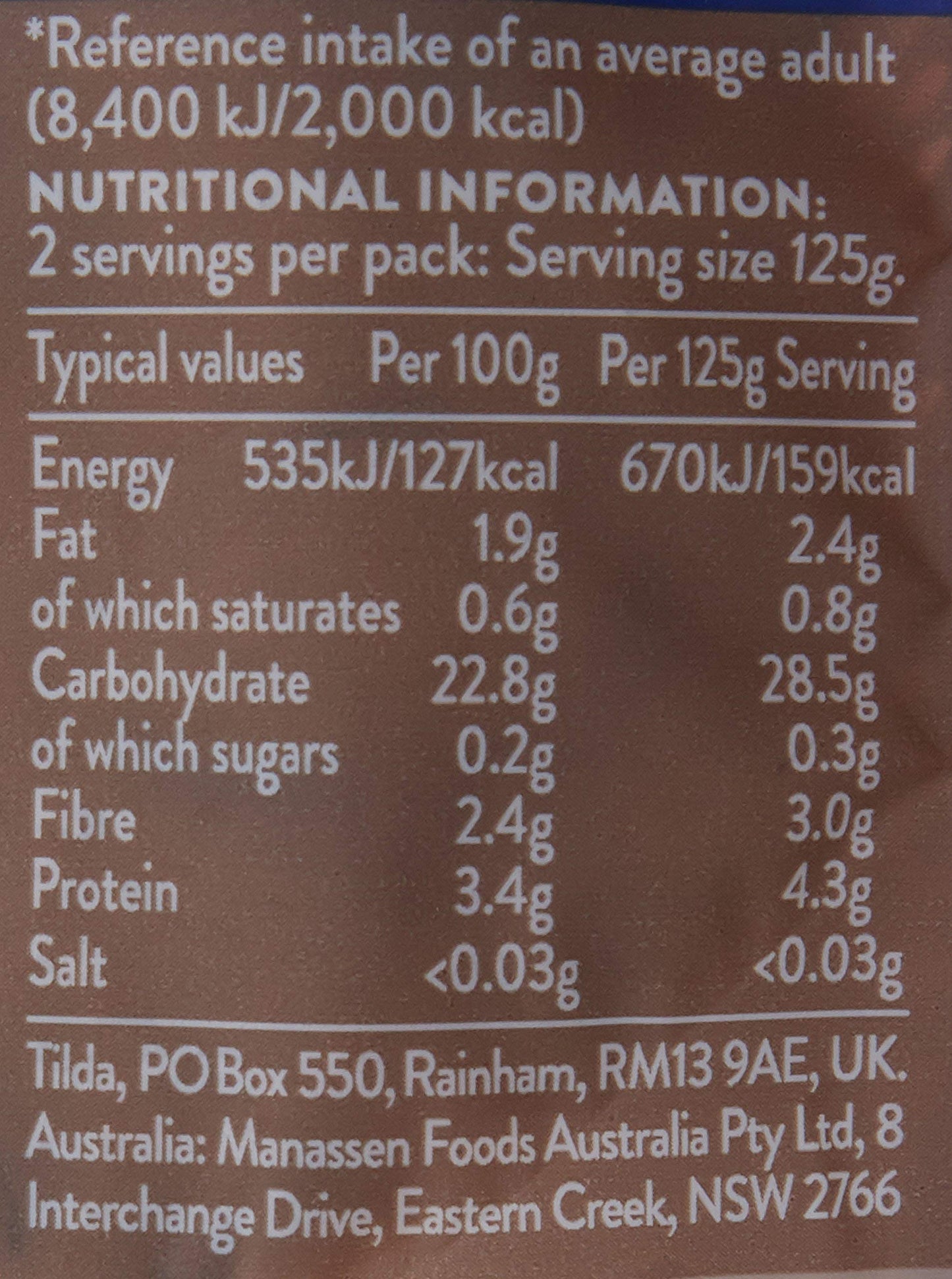 Tilda Basmati & Wild Wholegrain Rice 250g