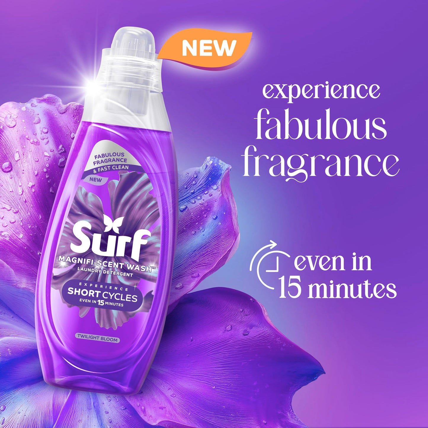 Surf Magnifi-Scent Quick Wash Twilight Bloom, 31 Washes (837 ml) - Laundry Detergent Washing Liquid, Fast & Fabulous Fragrance, Ideal for Short Cycles