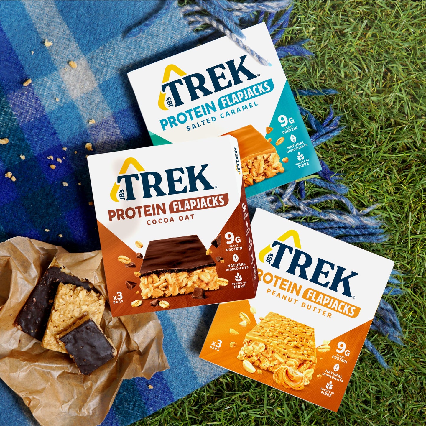 JB's TREK Protein Flapjack Lemon 3x50g Plant-Based Protein, Vegan