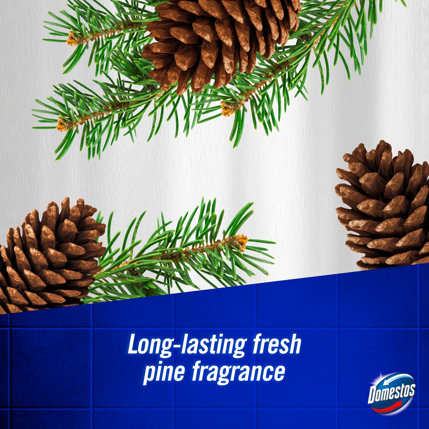 Domestos Bleach Foam Spray Pine Boost, 450 ml - Toilet & Bathroom Cleaner, Sprays Upside Down for a Sparkling Clean, Even in the Hardest-to-Reach Places