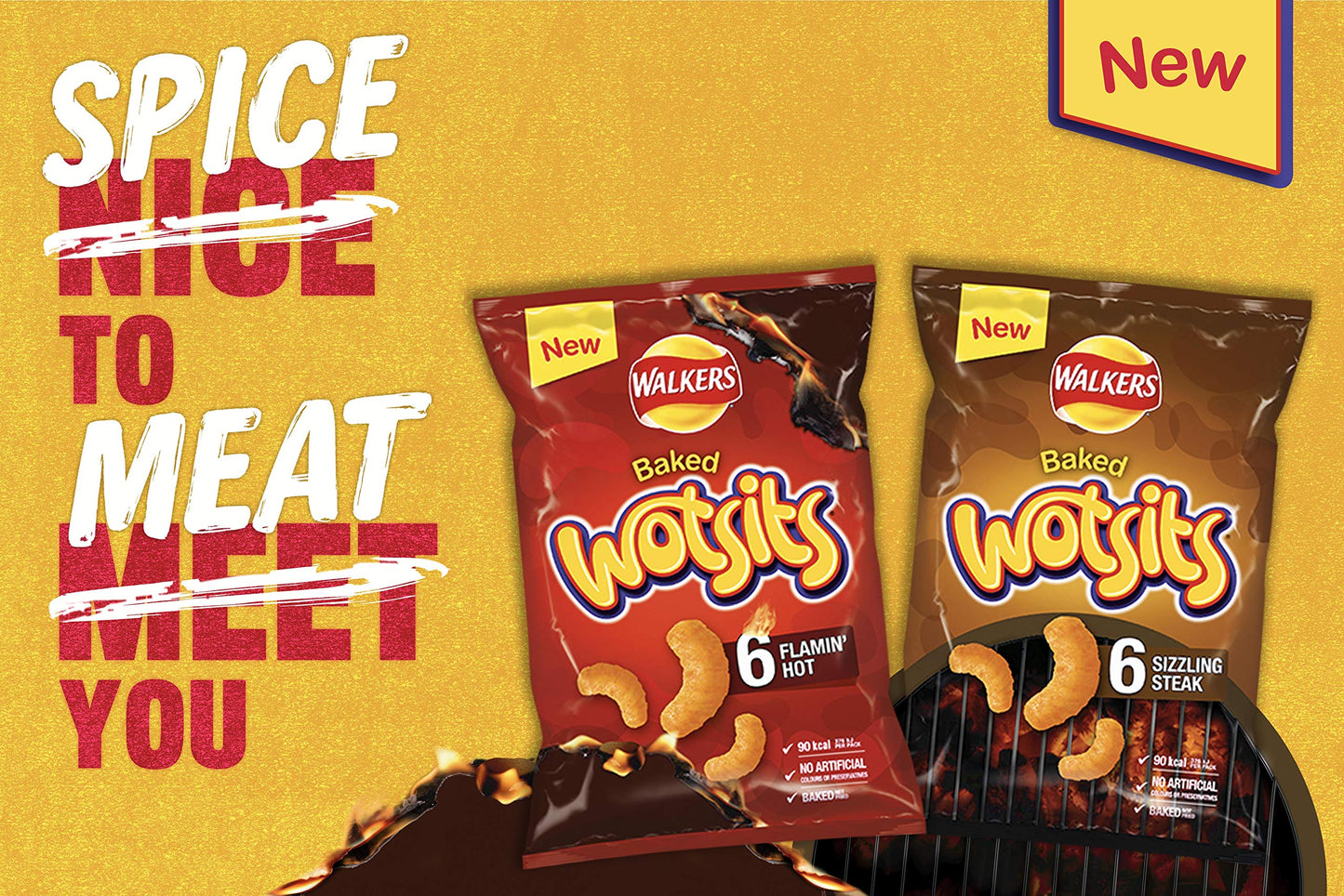 Walkers Wotsits Flamin Hot' Multipack Snacks, 6 x 16 g