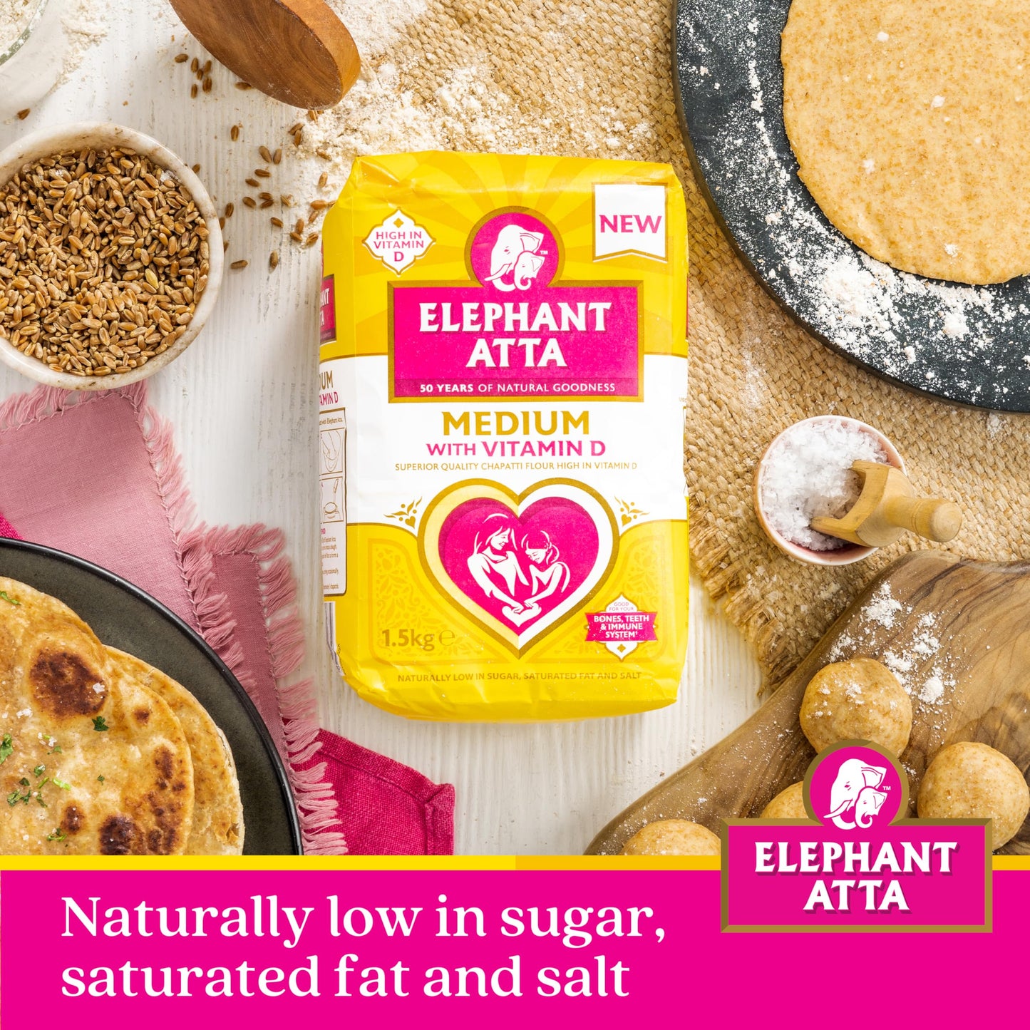 Elephant Atta Medium Atta Flour with Vitamin D | Atta | Vitamin D | Chapatti Flour |
