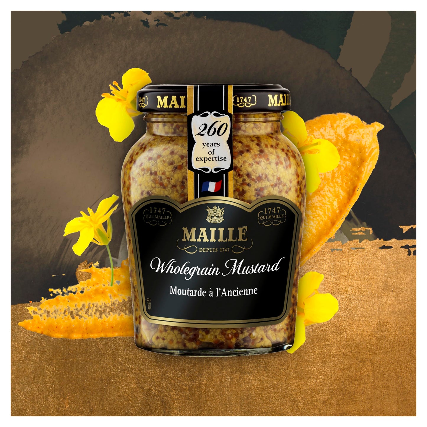 Maille Wholegrain Mustard since 1747 for pork, beef, and salad dressings 6x 210 g
