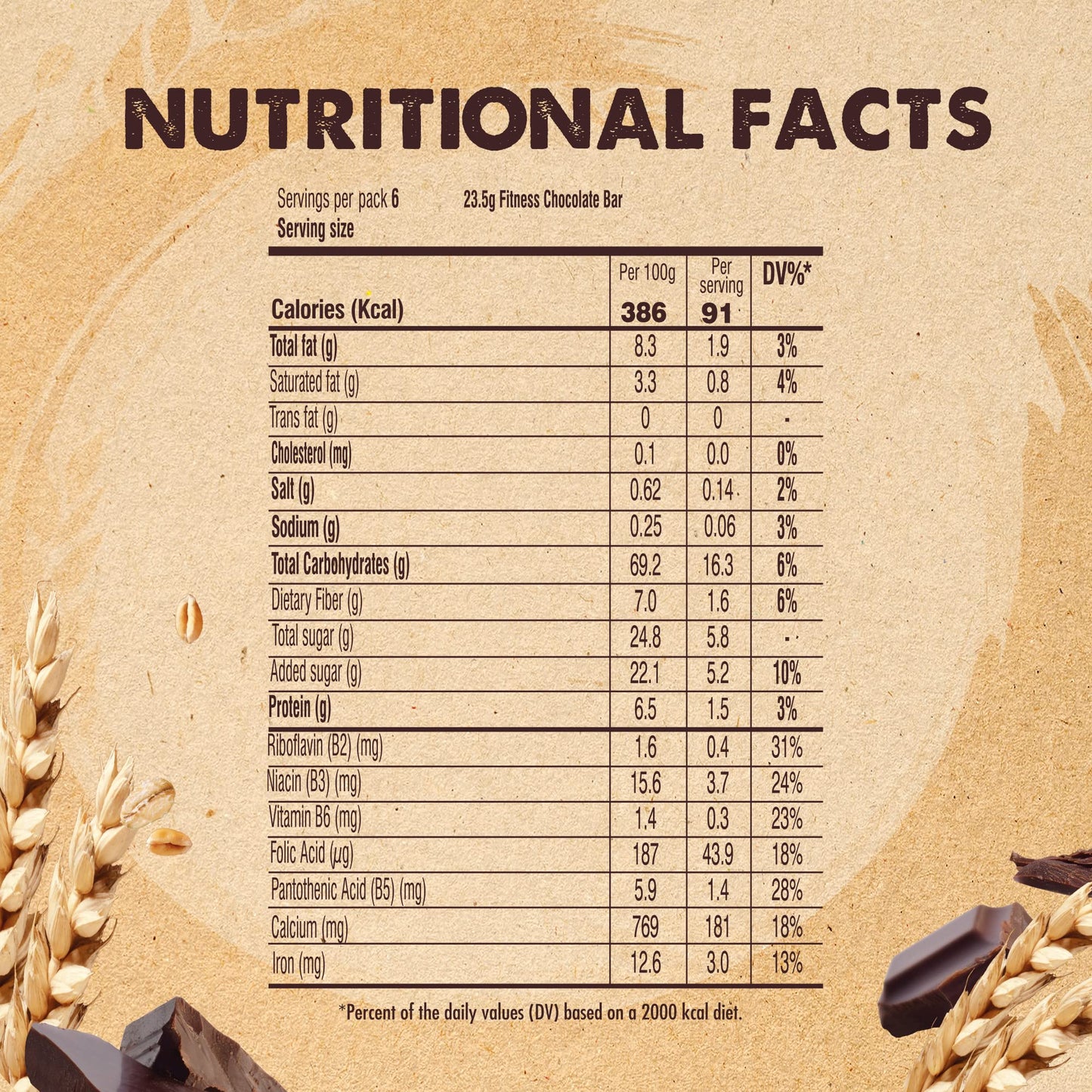 Nestle Fitness Chocolate Breakfast Cereal Bar - 6 bars