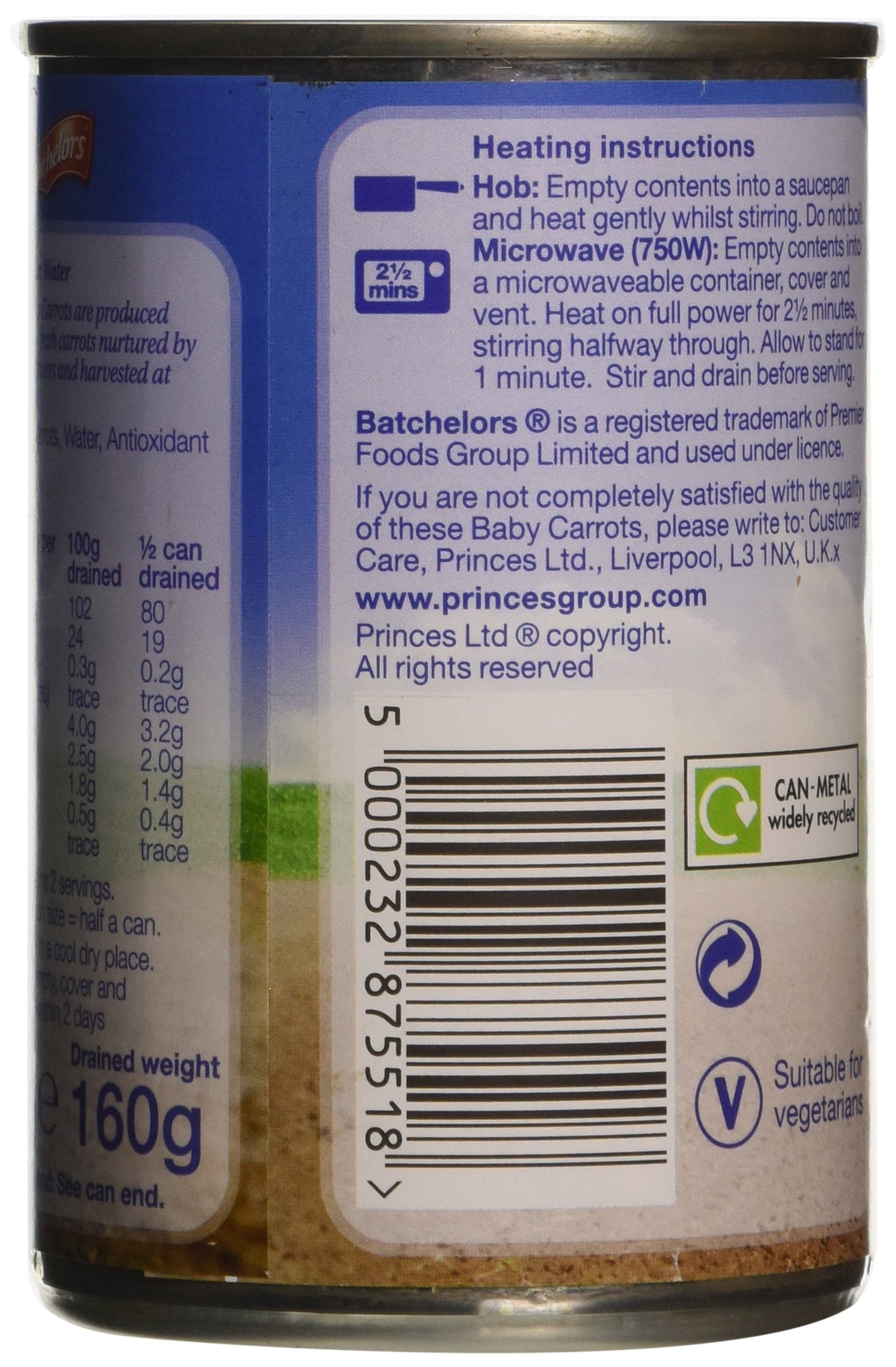 Batchelor's Baby Carrots in Water, 300g