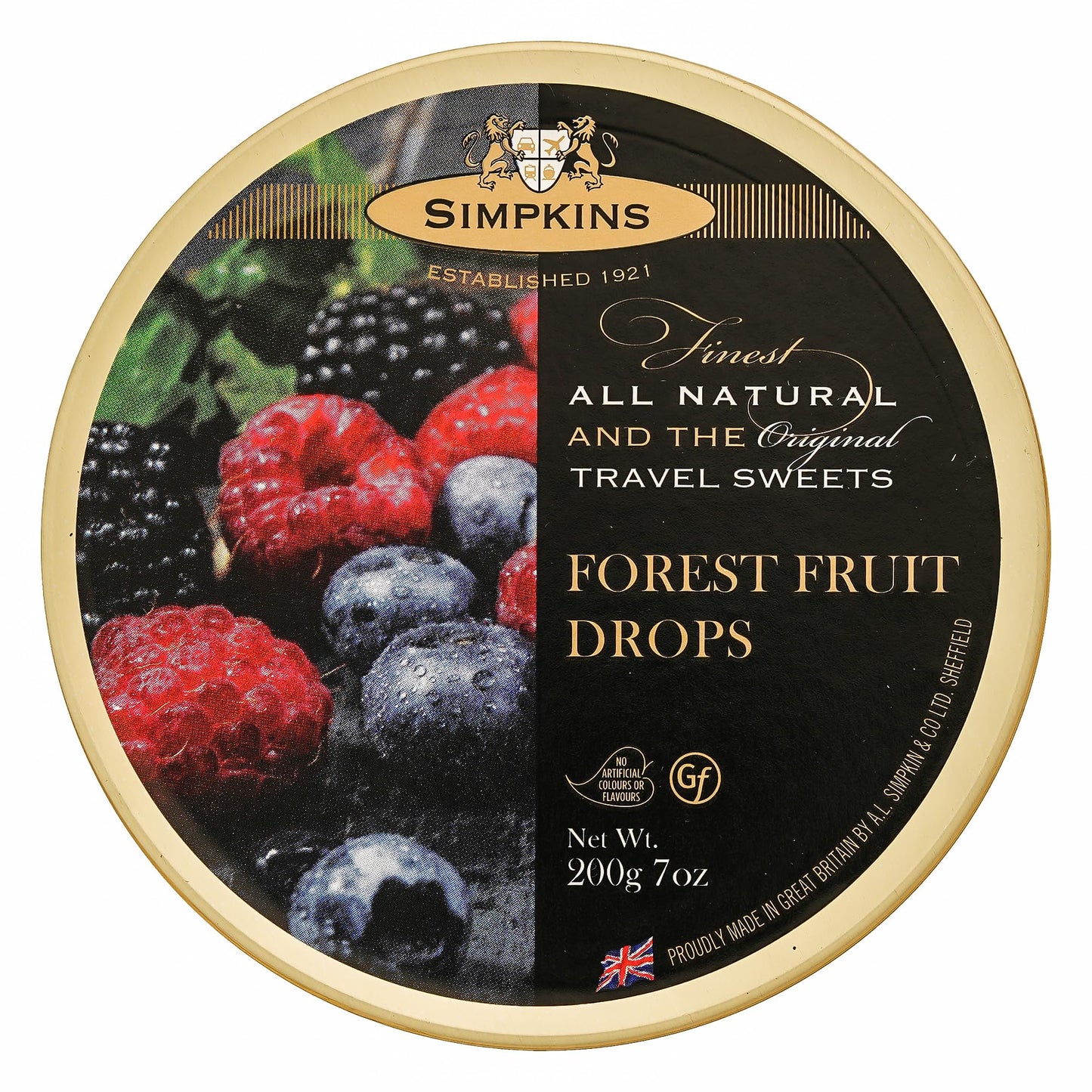 Simpkins Forest Fruit Travel Sweets 200g Tin