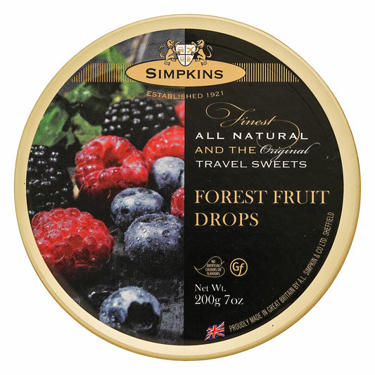 Simpkins Forest Fruit Travel Sweets 200g Tin