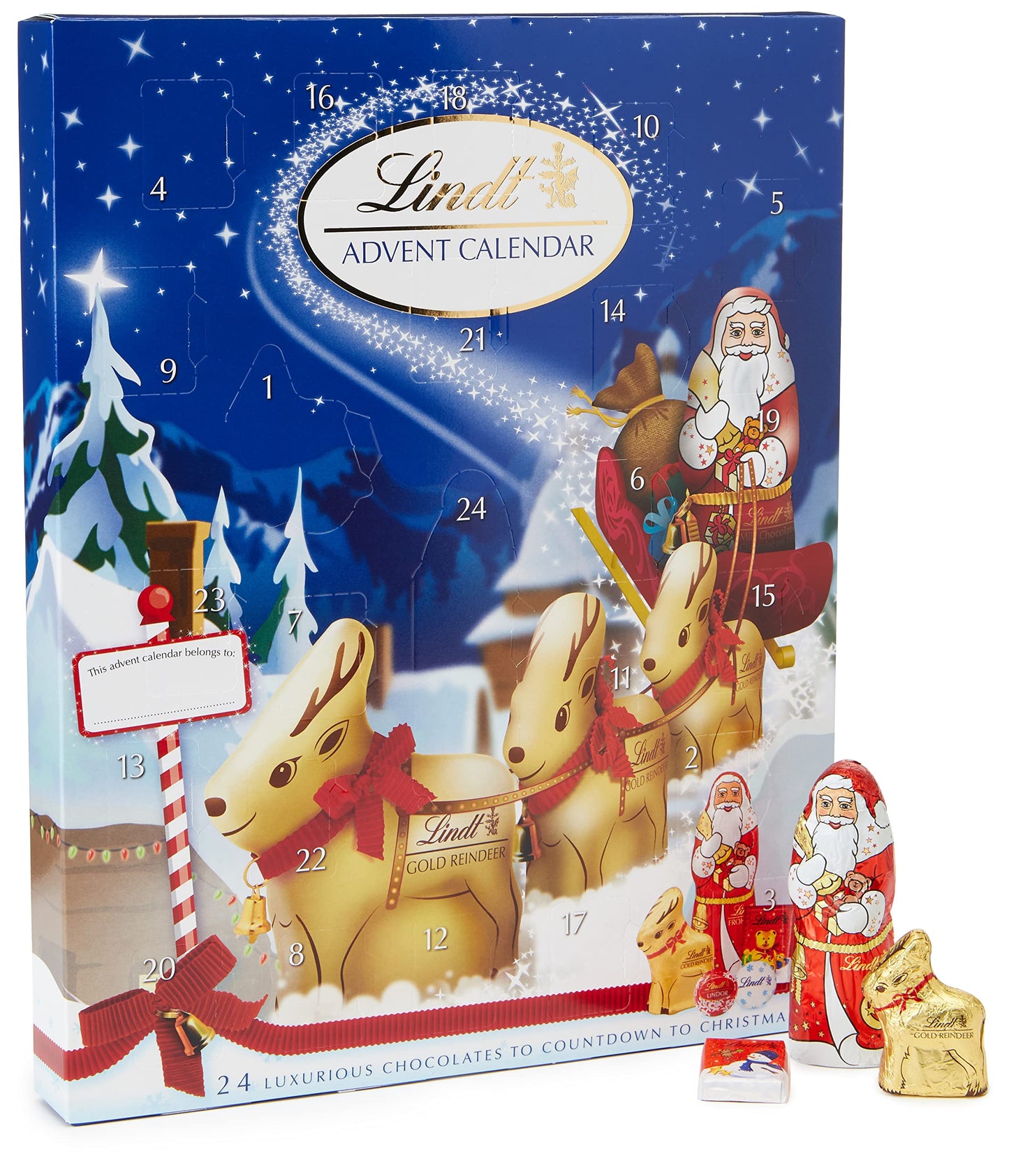 Lindt Milk Chocolate Christmas Advent Calendar 2025 – Medium 160g – 24 Chocolate Figures & Truffles – Magical Countdown Gift