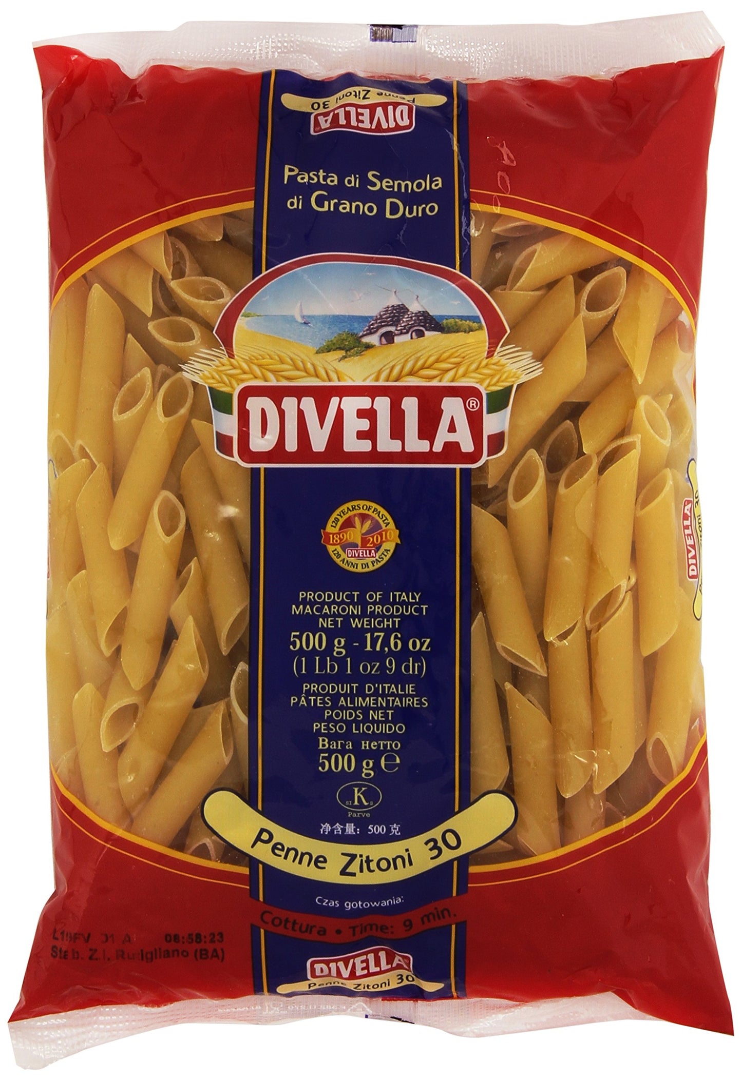Divella - Penne Zitoni 30, Pasta di Semola di Grano Duro , 500 g