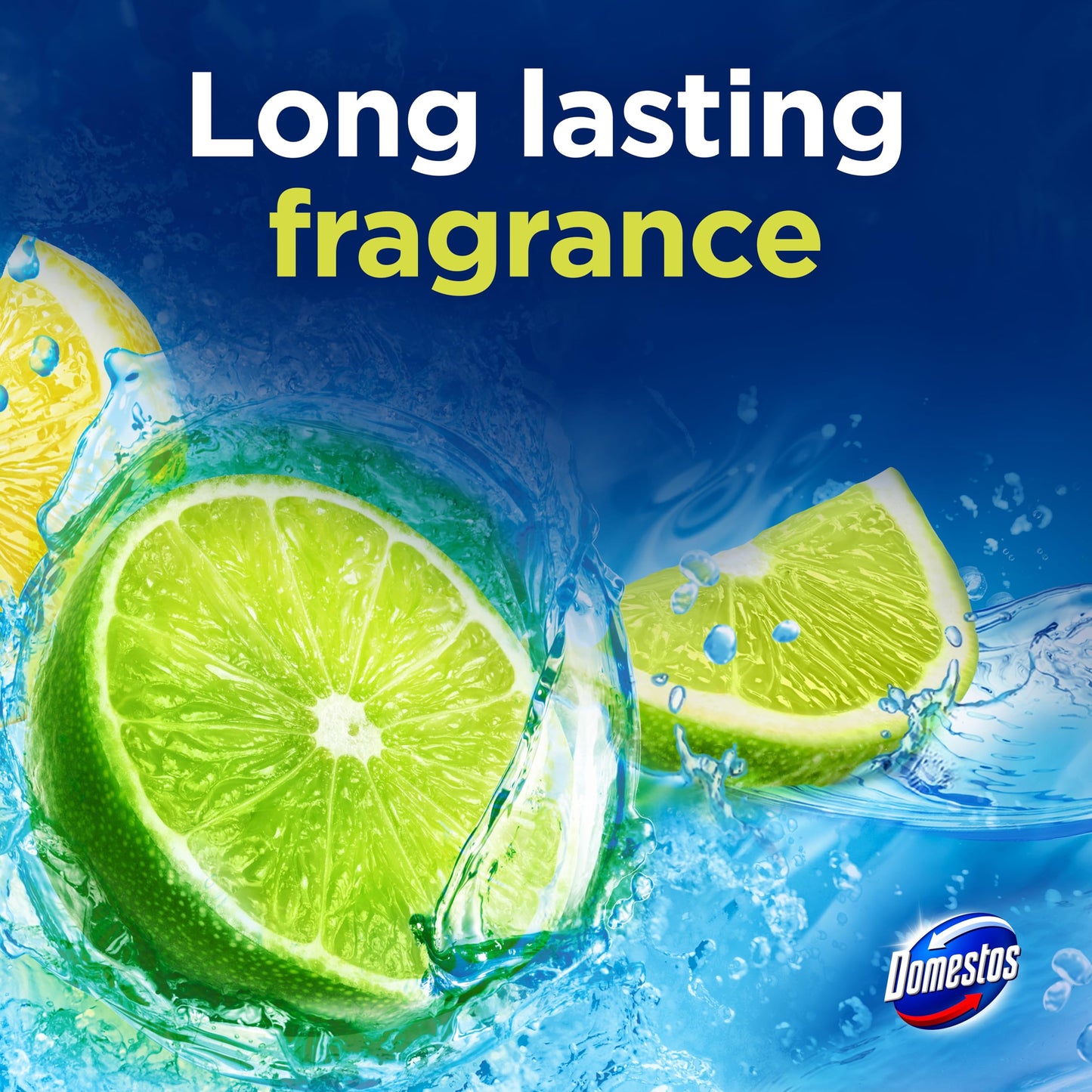 Domestos Power 5 Lime Toilet Rim Block toilet freshener with a long-lasting fragrance cleans and freshens for up to 300 flushes 50 g