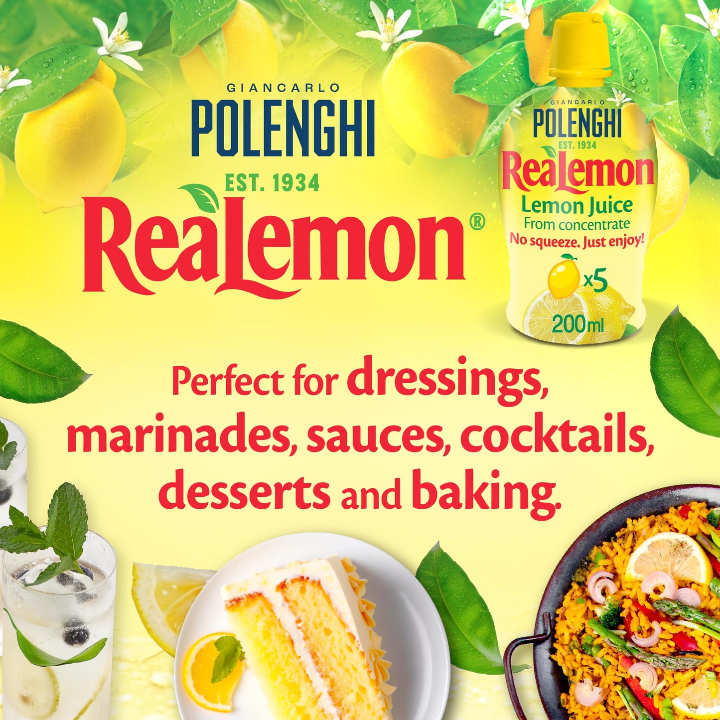ReaLemon Lemon Juice 15 x 200ml - Tasty, Practical, Convenient - Blended from Selected Origins