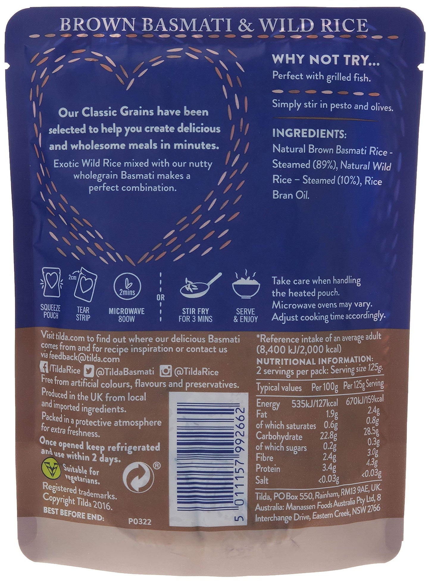 Tilda Basmati & Wild Wholegrain Rice 250g