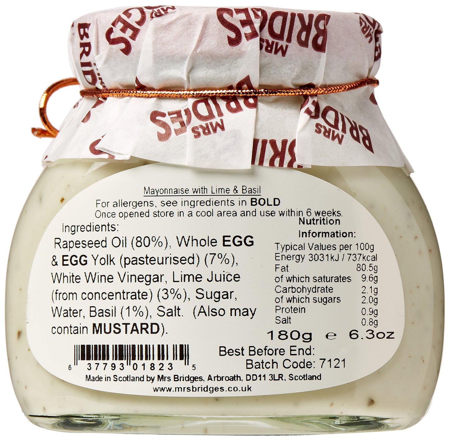 Mrs Bridges Mayonnaise with Basil and Lime