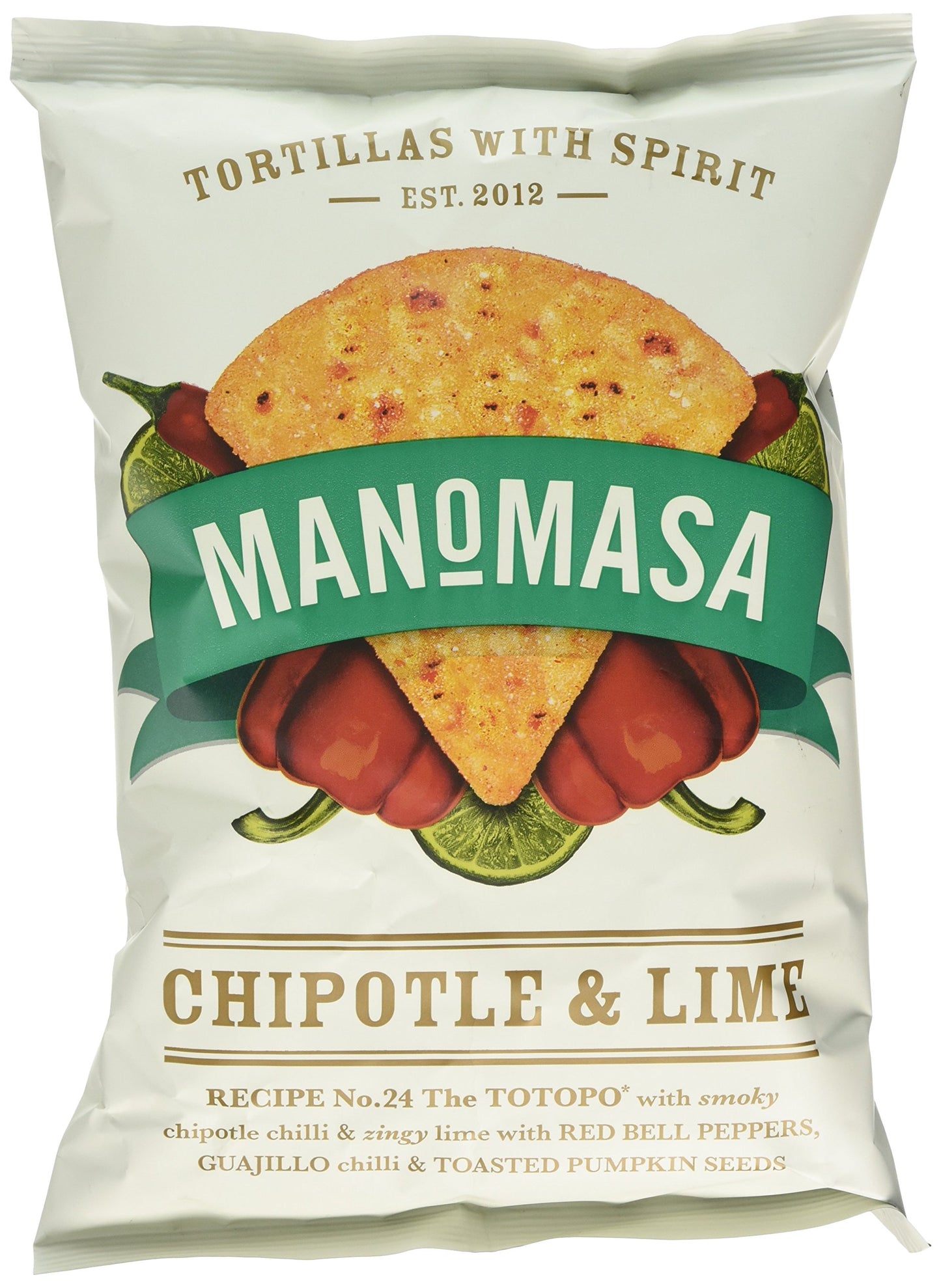Manomasa Chipotle and Lime Tortilla Chips, 160g