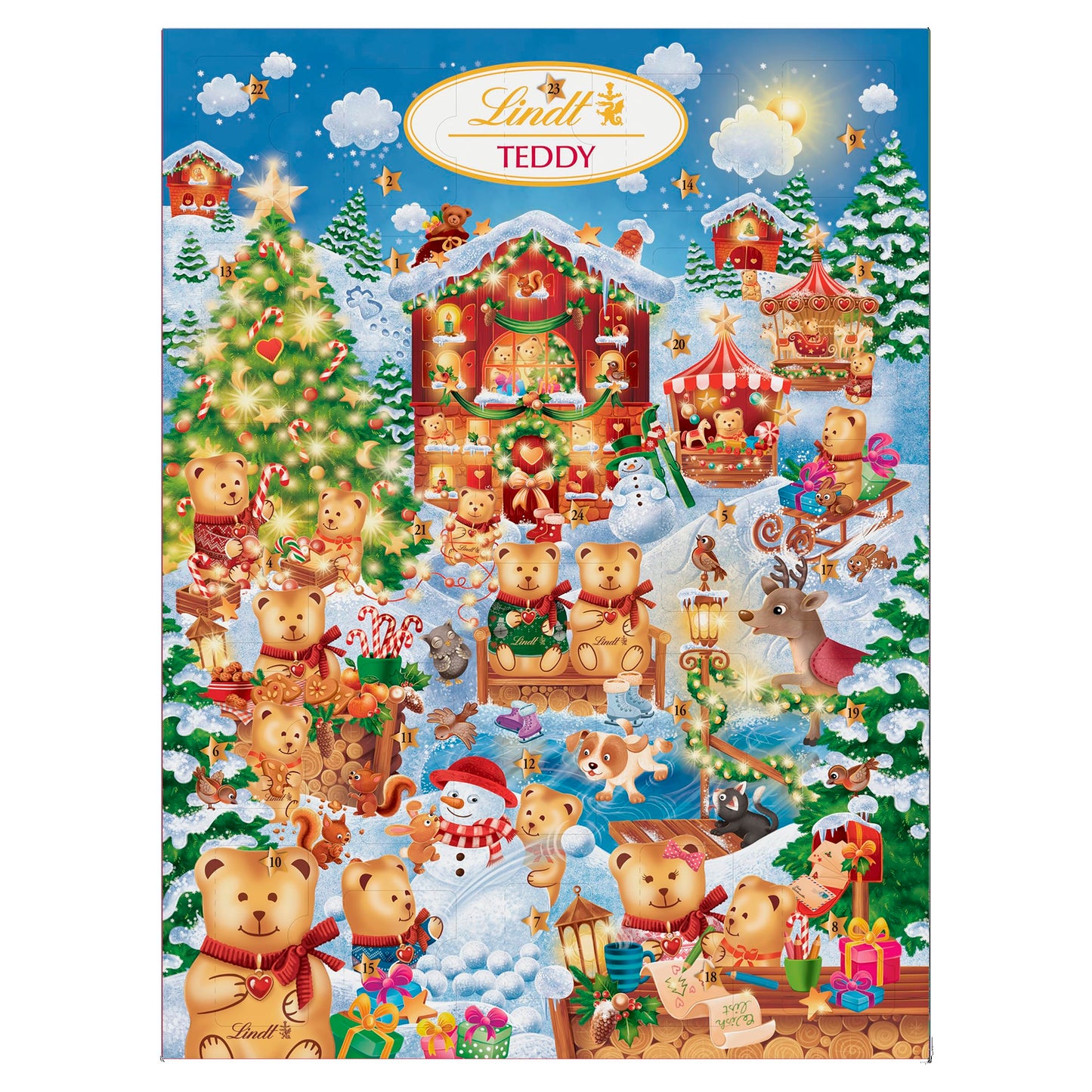 Lindt Teddy Winter Wonderland Advent Calendar 2025 – Medium 170g – 24 Milk & White Chocolates – Gift for Him & Her