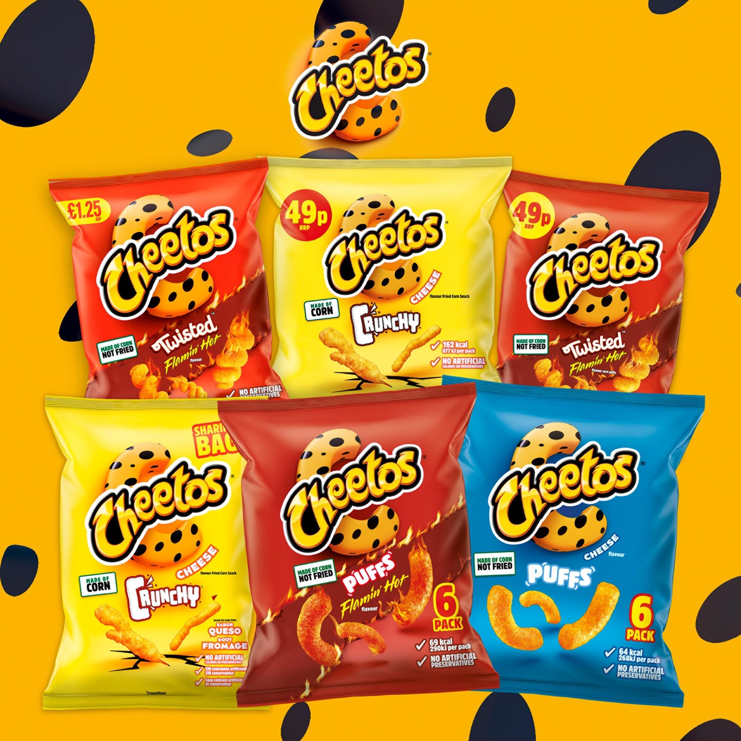Cheetos Crunchy Cheese Snacks Crisps 49p RRP PMP 30g (Case of 30)