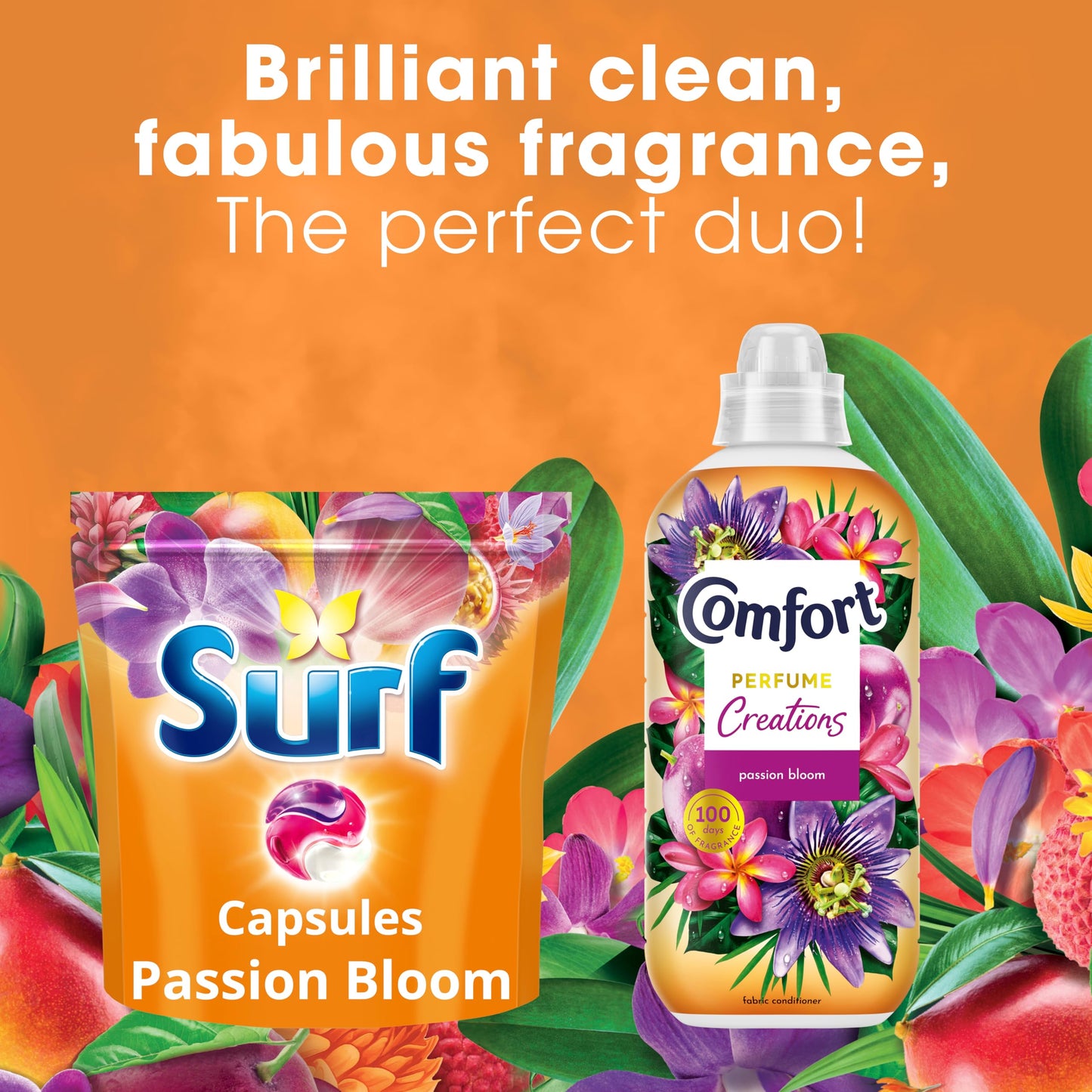 Surf 3 in 1 Passion Bloom Laundry Washing Detergent Capsules joy-infused fragrance with natural essential oil lasting up to 12 hours in wear for brilliantly clean results 39 washes