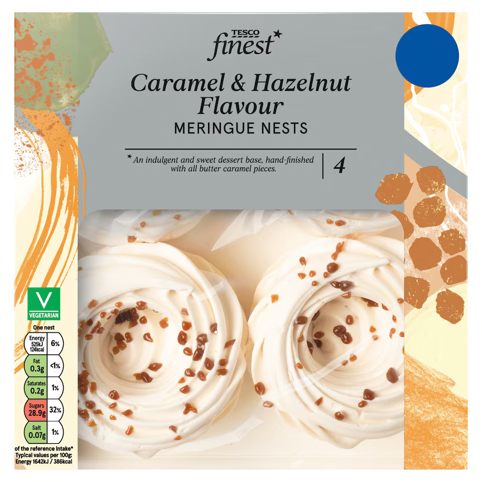 Tesco Finest 4 Caramel & Hazelnut Flavour Meringue Nests