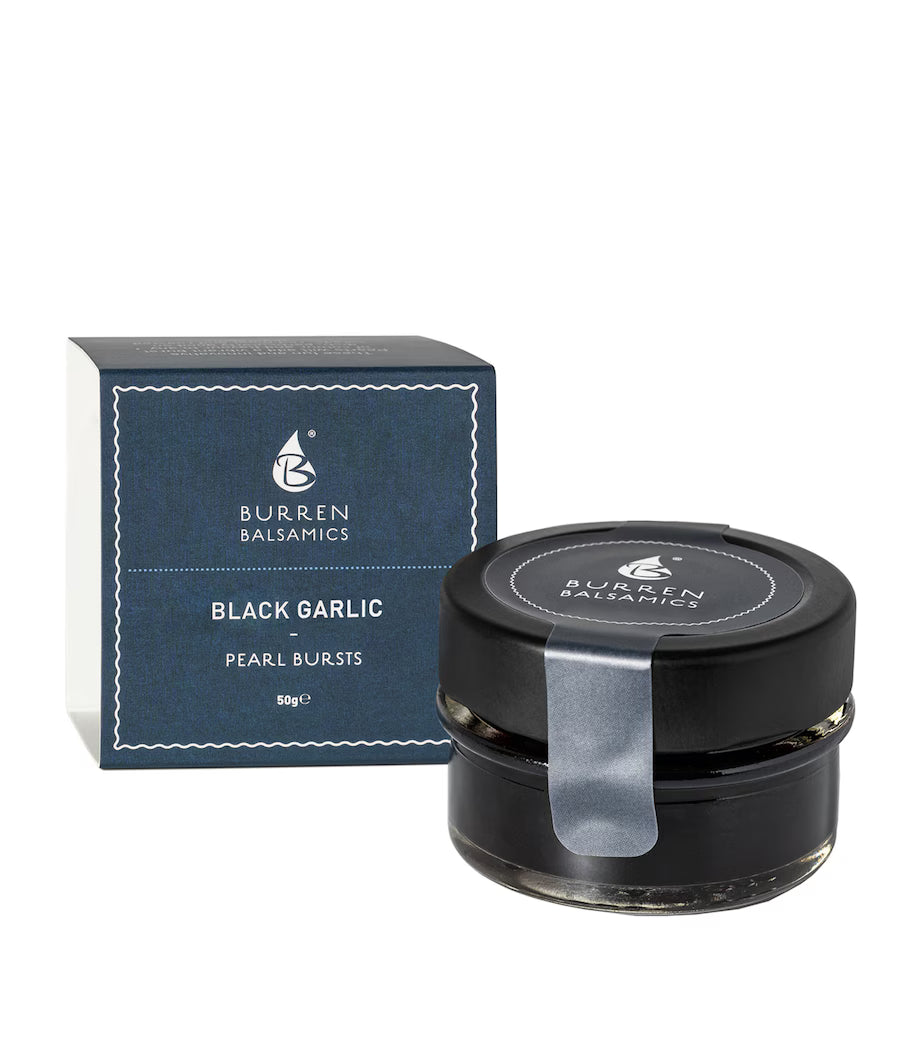 Burren Balsamic Black Garlic-Infused Balsamic Vinegar of Modena Pearl Bursts - 50g