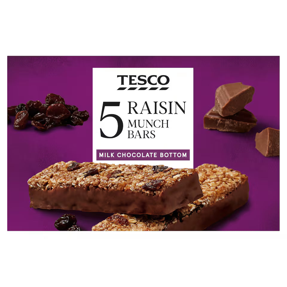 Tesco 5 Raisin Munch Bars, 160g