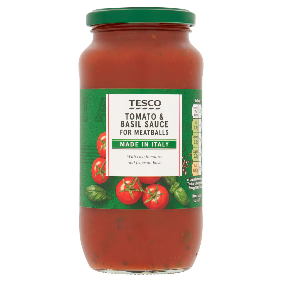 Tesco Tomato & Basil Sauce For Meatballs, 500g