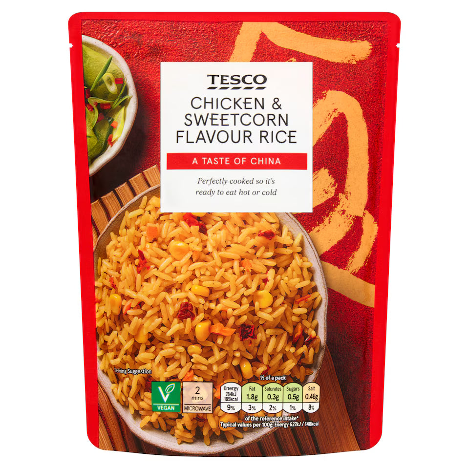 Tesco Chicken & Sweetcorn Flavour Microwave Rice, 250g
