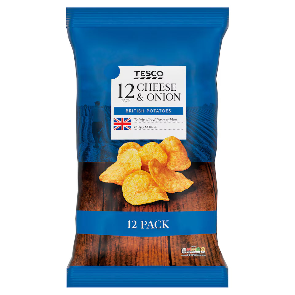 Tesco Cheese & Onion Crisps 12 x 25g