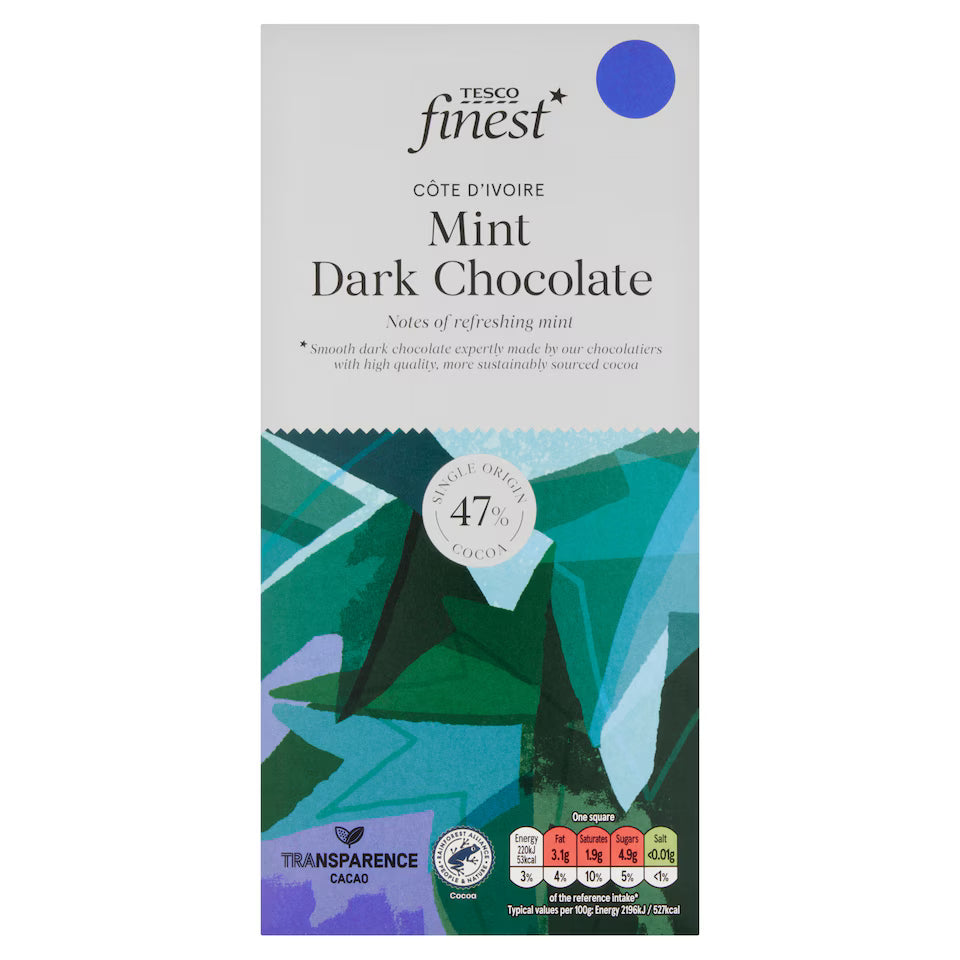Tesco Finest Mint 47% Dark Chocolate 100g