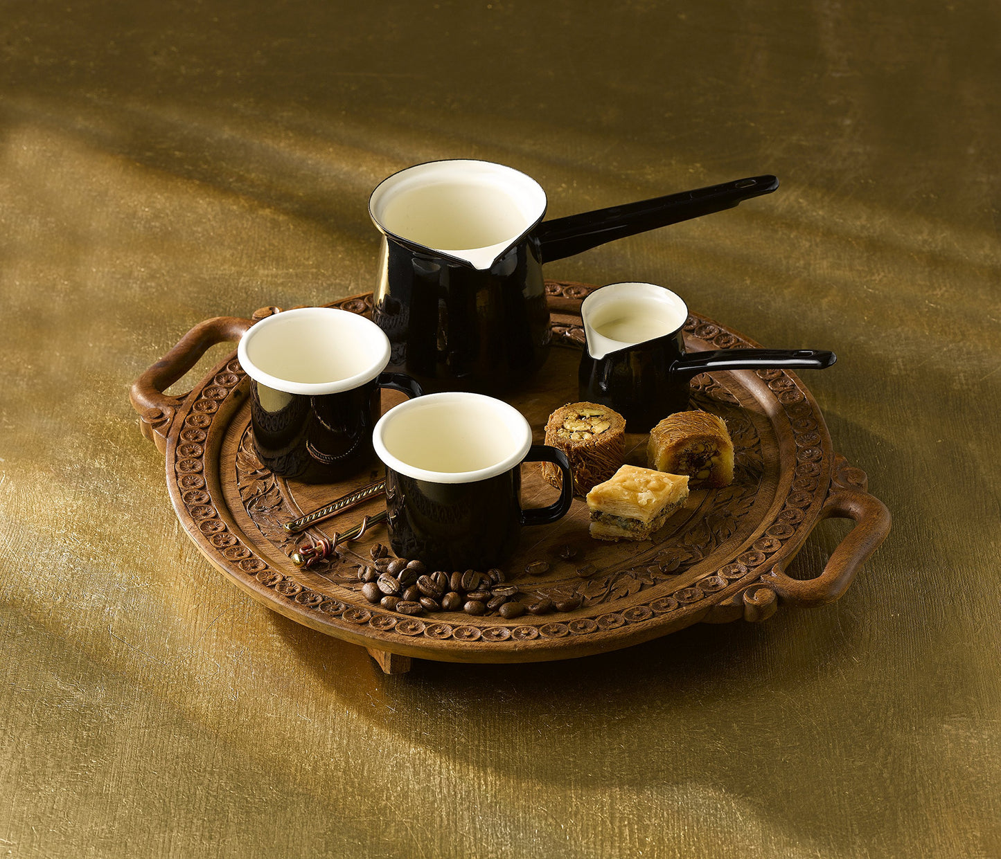 Dexam 17819267 Vintage Turkish Coffee Pot, Enamel, Black, 20.8x10.2x9 cm