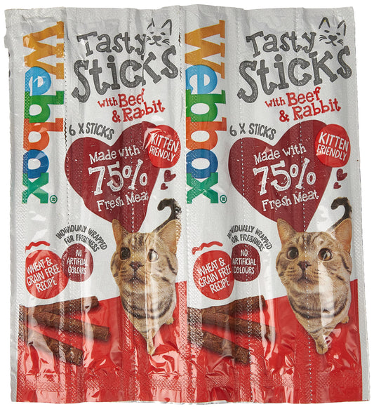 Webbox Cats Delight Tasty Cat Sticks with Beef & Rabbit, 30g