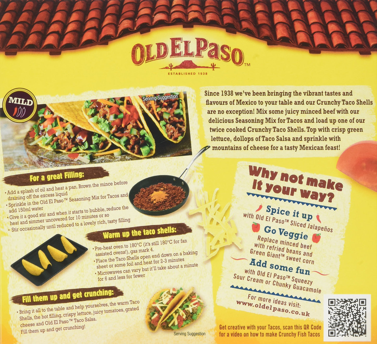Old El Paso 12 Crunchy Taco Shells, 156g