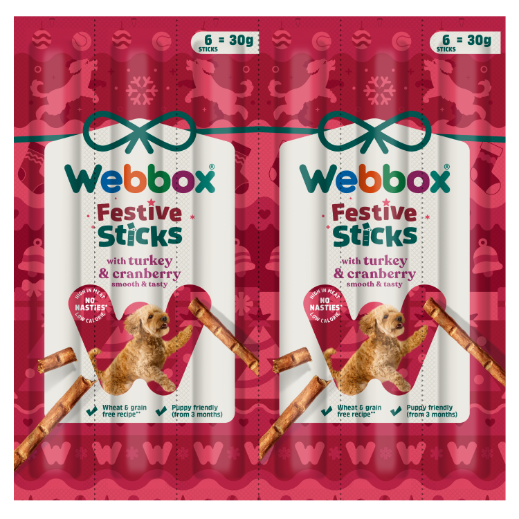 Webbox Sticks with Turkey and Cranberry Dog Treats, 30g