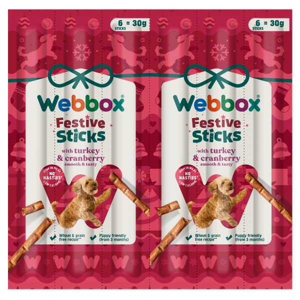 Webbox Sticks with Turkey and Cranberry Dog Treats, 30g