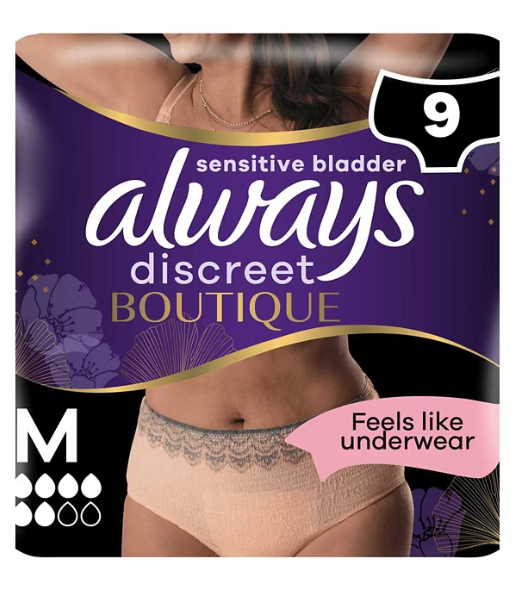Always Discreet Boutique Incontinence Pants Beige M, 9 Pants