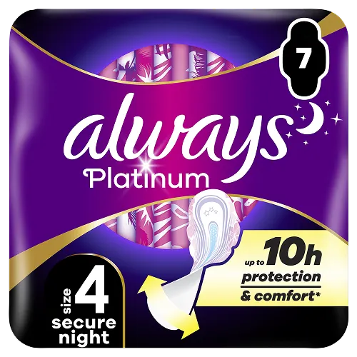 Always Platinum Secure Night Size 4 with wings Pads x7