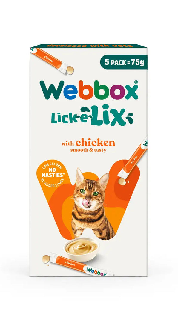 Webbox Lick-e-Lix Chicken Cat Treats, 75g - 5 Sachets
