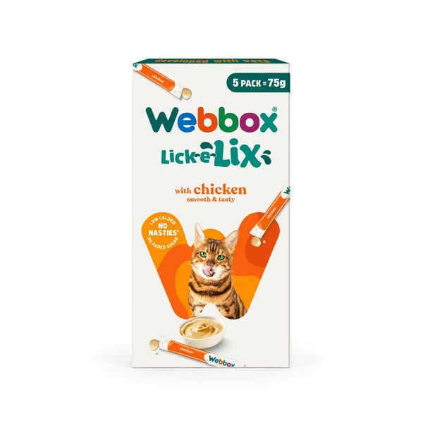 Webbox Lick-e-Lix Chicken Cat Treats, 75g - 5 Sachets