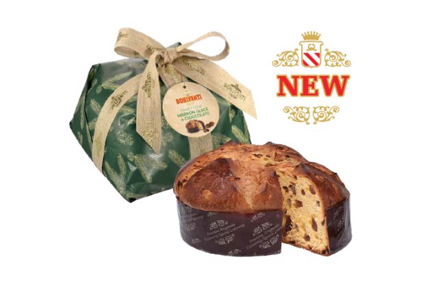 Bonifanti Marron Glace & Chocolate Panettone Kraft Retro Hand Wrapped 750g