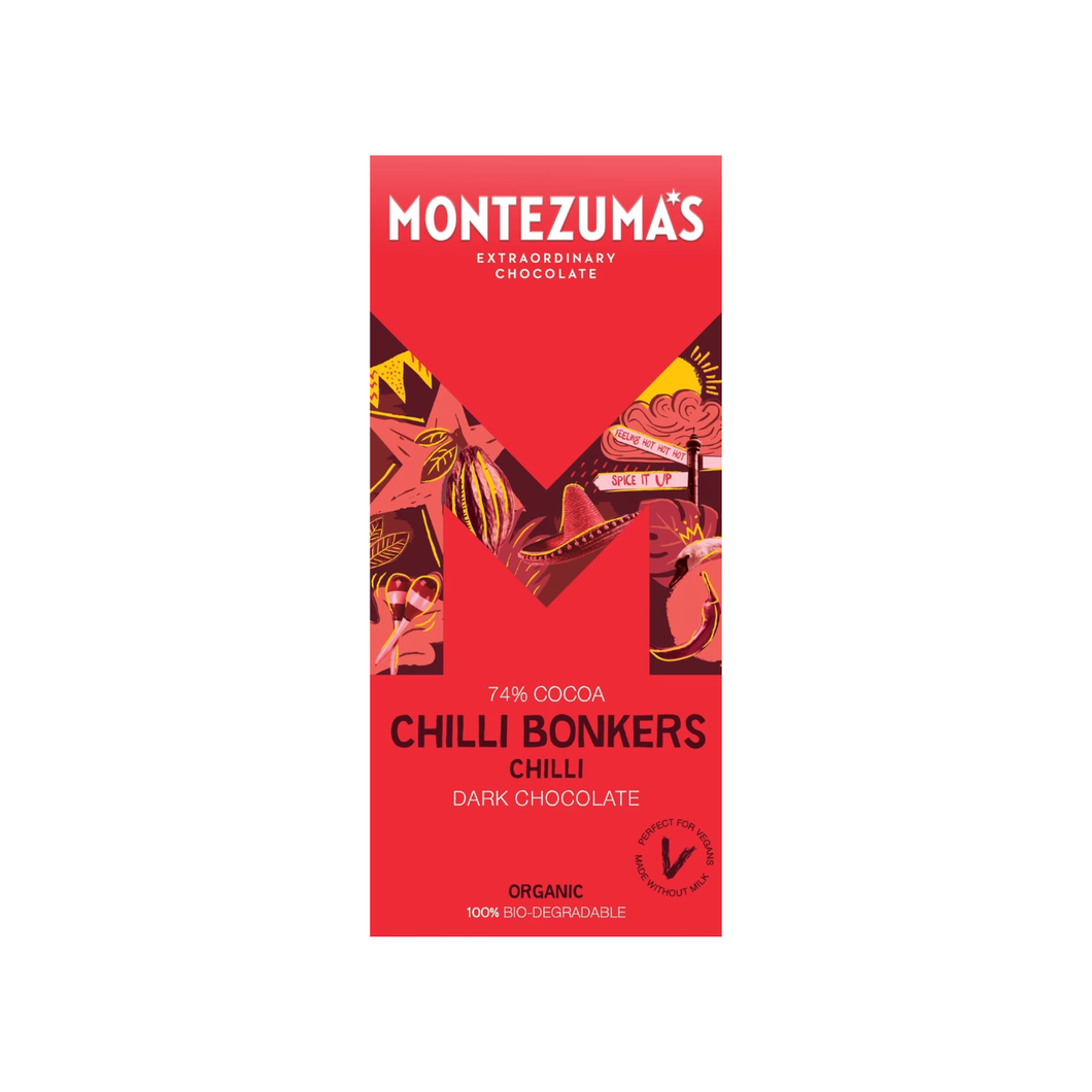 Montezuma's Chilli Bonkers Organic Chilli Dark Chocolate Bar 90g