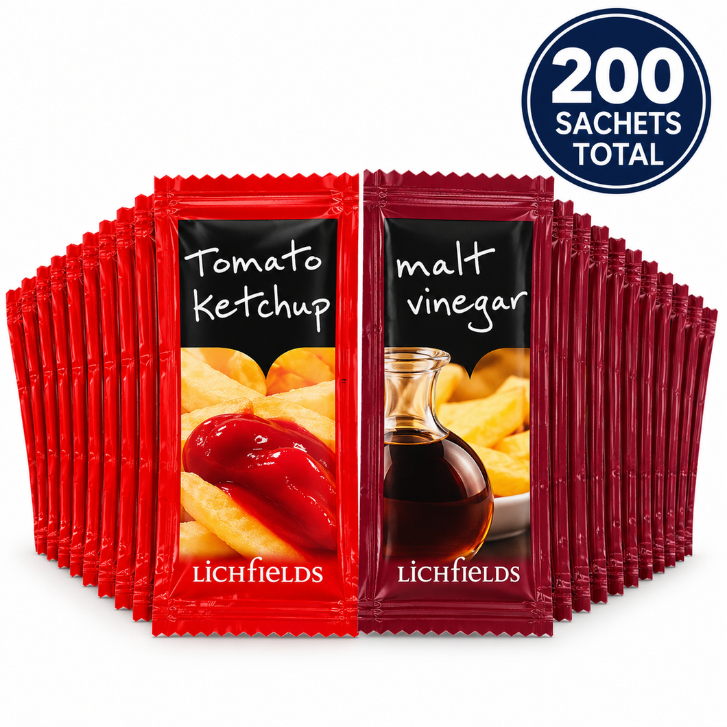 Lichfields Ketchup & Malt Vinegar Sachets – 100 of Each