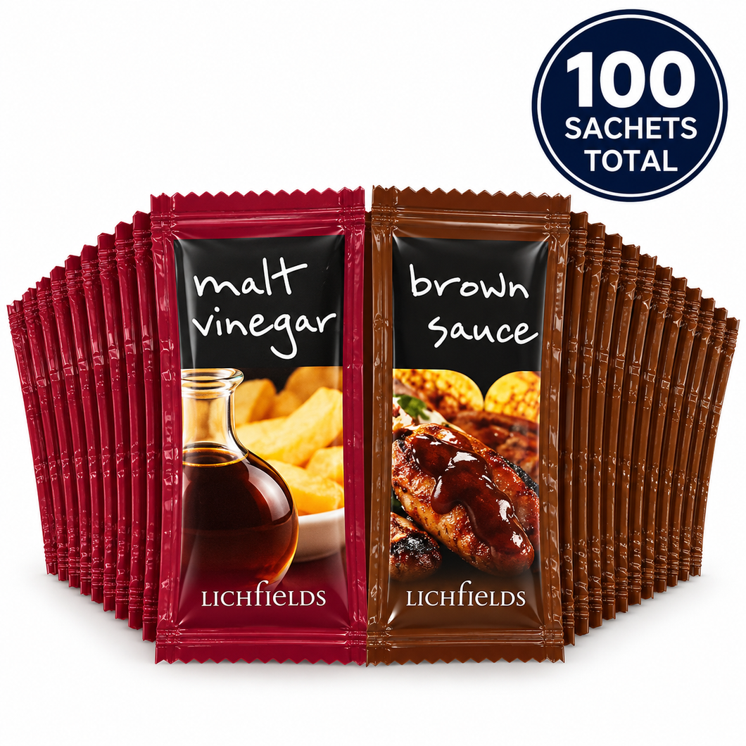 Lichfields Malt Vinegar & Brown Sauce Sachets - 100 Sachets
