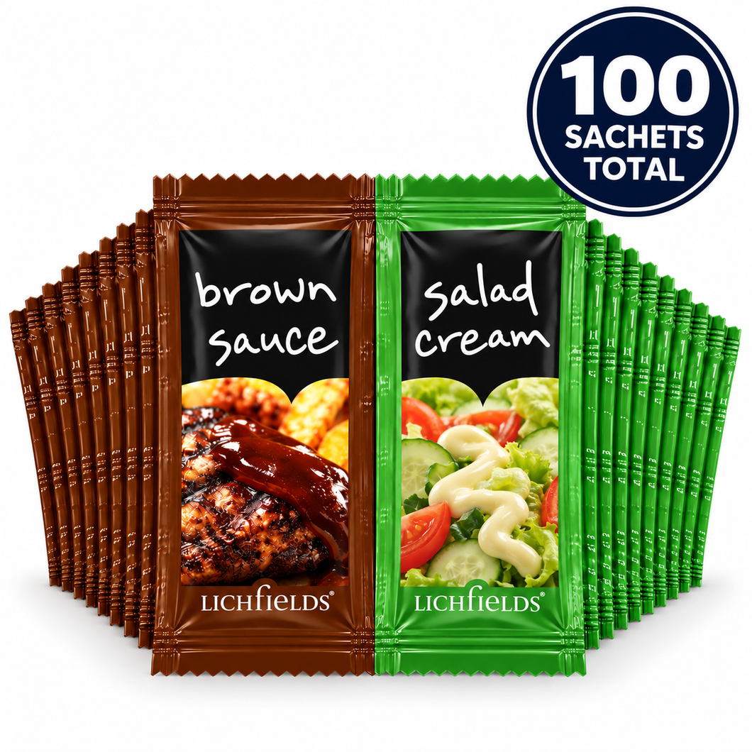 Lichfields Brown Sauce & Salad Cream Sachets – 100 Sachets