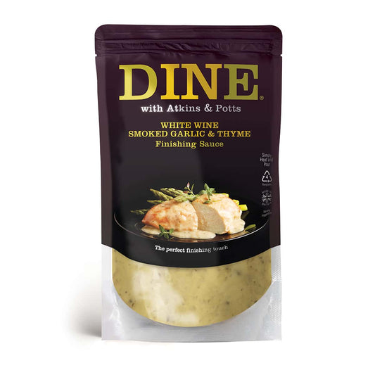 Atkins & Potts White Wine, Smoked Garlic & Thyme Finishing Sauce 350G