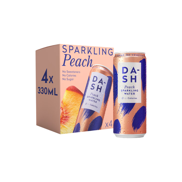 Dash Water Peach Infused Sparkling Water 4 x 330ml