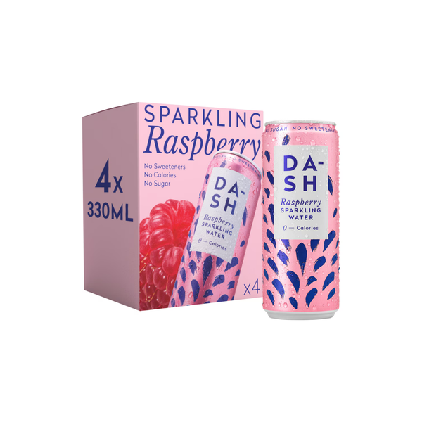 Dash Raspberry Infused Sparkling Water 4 x 330ml
