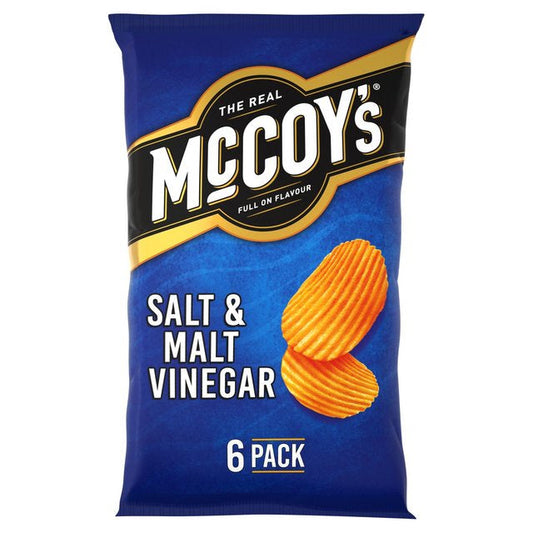Mccoy's Ridge Cut Crisps - Salt & Malt Vinegar (6X30g)