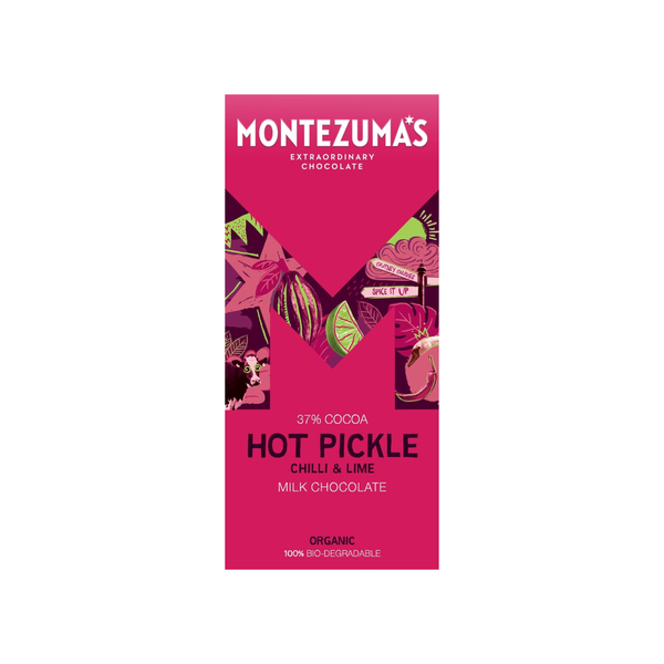 Montezuma's Hot Pickle Organic Chilli & Lime Milk Chocolate Bar 90g